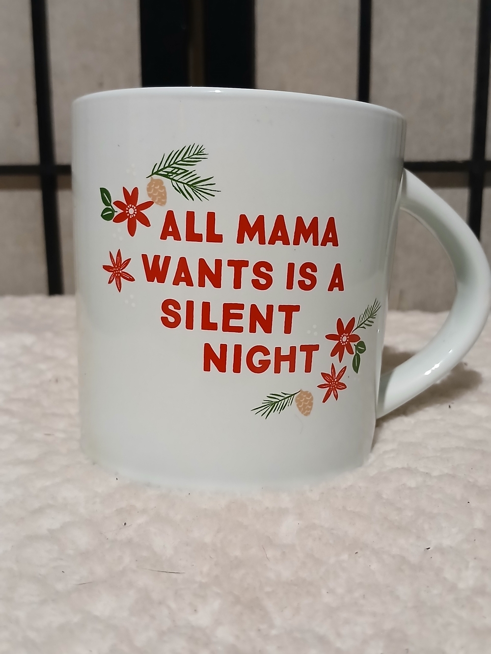 Wondershop White Mug with Red Holiday Lettering and Green Pine Accents